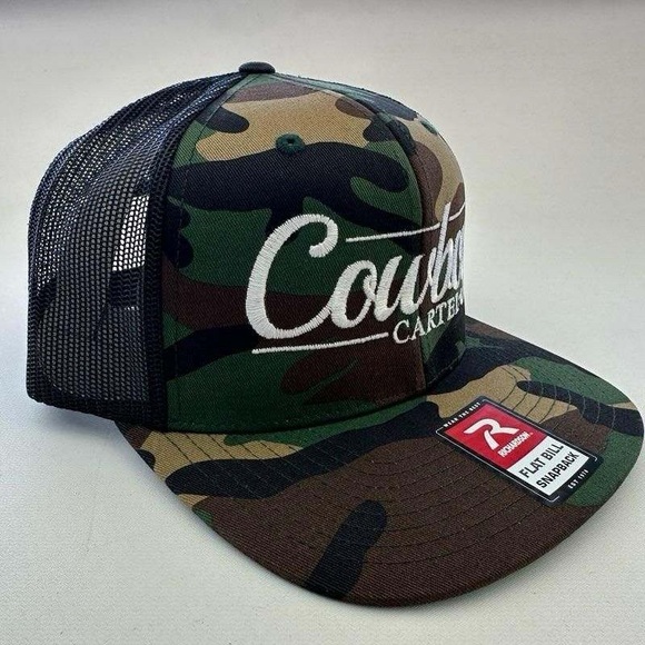 Cowboy Cartel Richardson Flat Bill Trucker Mesh Snapback Cap Hat CamoEmbroidered - Picture 2 of 4